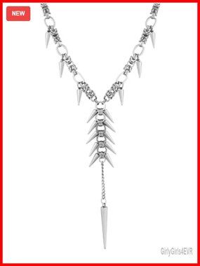 Chunky Spike Choker Necklace, Gothic Emo Punk Grunge Necklace, Stainless Steel
